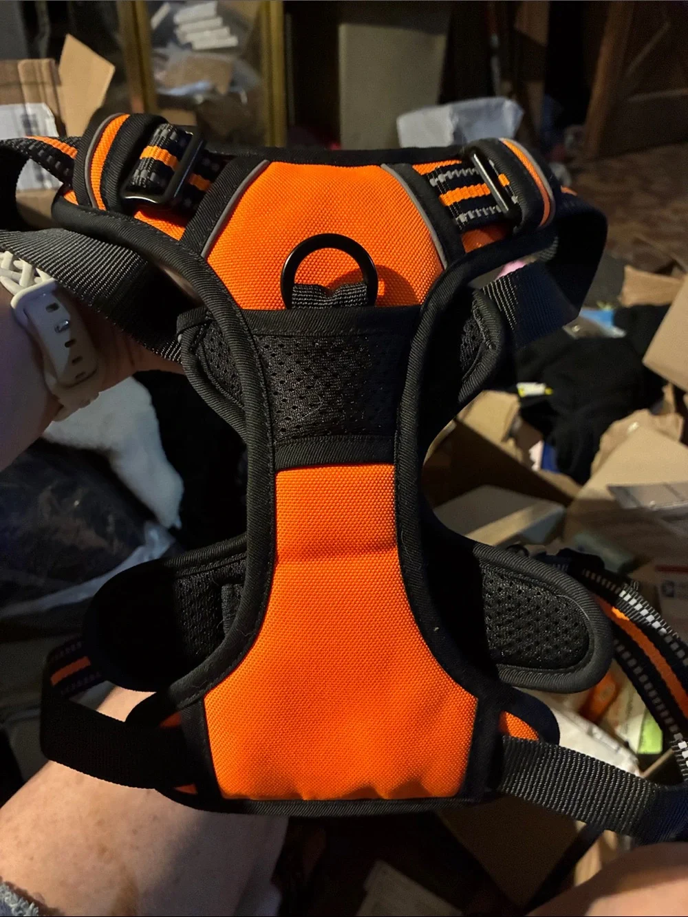 Orange Padded dog Harness  - size medium Comfortable Adjustable Support